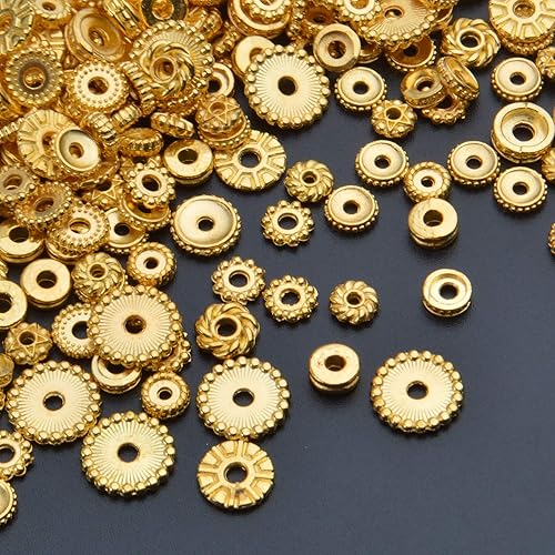 Miniatura 6 de BronaGrand Cuentas espaciadoras de 3.53 onzas (alrededor de 170-300 piezas) cuentas espaciadoras de cuentas de joyería espaciadores de aleación para