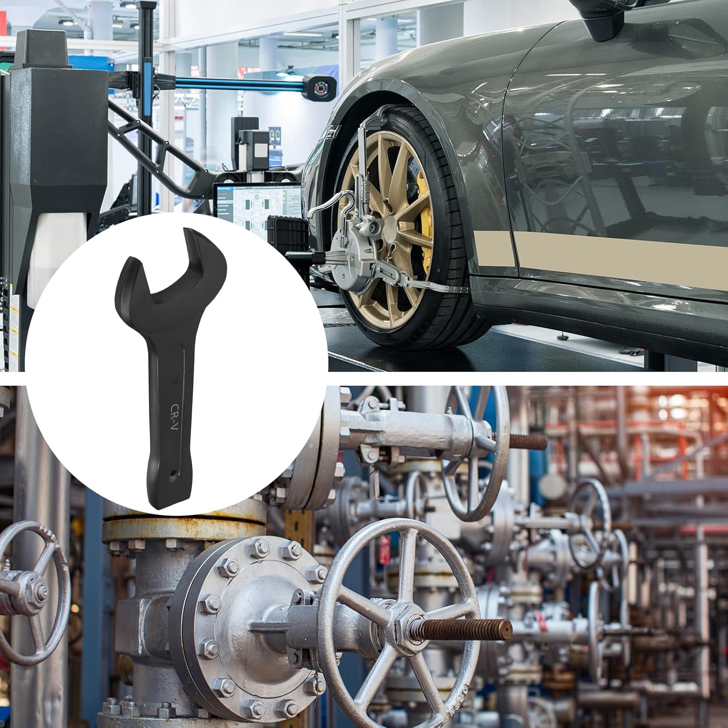 HARFINGTON Open End Striking Wrench 64mm Metric CR-V Steel Single Open Spanner Baking Paint U Shape Head Wrench Hand Tool for Mechanical Automotive Repair