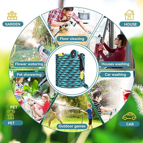 Miniatura 6 de Manguera de jardín de 50 pies, manguera de agua no expansible, manguera de jardín flexible y manguera ultraligera con boquilla de manguera de jardín
