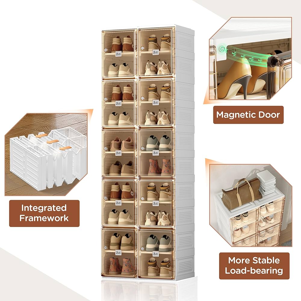 【10個セット】PAINT HOUSE TOWER SHOE BOX ANTBOX Portable 10-Layer Shoe Storage Box with Magnetic Door