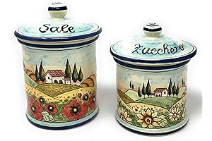 CERAMICHE D'ARTE PARRINI - Italian Ceramic Set Jars Kitchen Canister Containers Food...