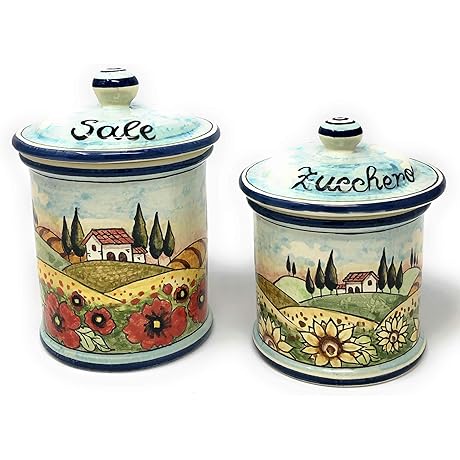CERAMICHE D'ARTE PARRINI - Italian Ceramic Set Jars Kitchen Canister Containers Food...