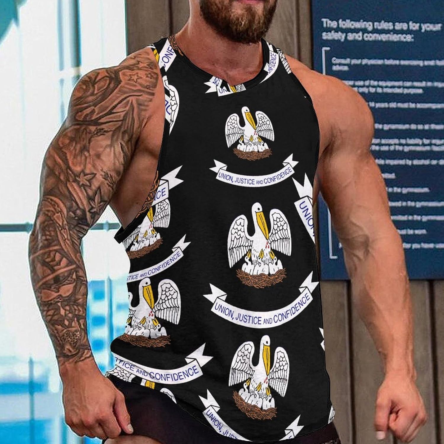 Louisianaes-State Logo Mens Tank Tops Sleeveless Muscle Shirts Beach Casual Gym Shirt Vest Tee Tops