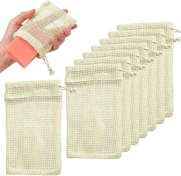 IXANVD sacchetti in cotone e lino, 8 pezzi