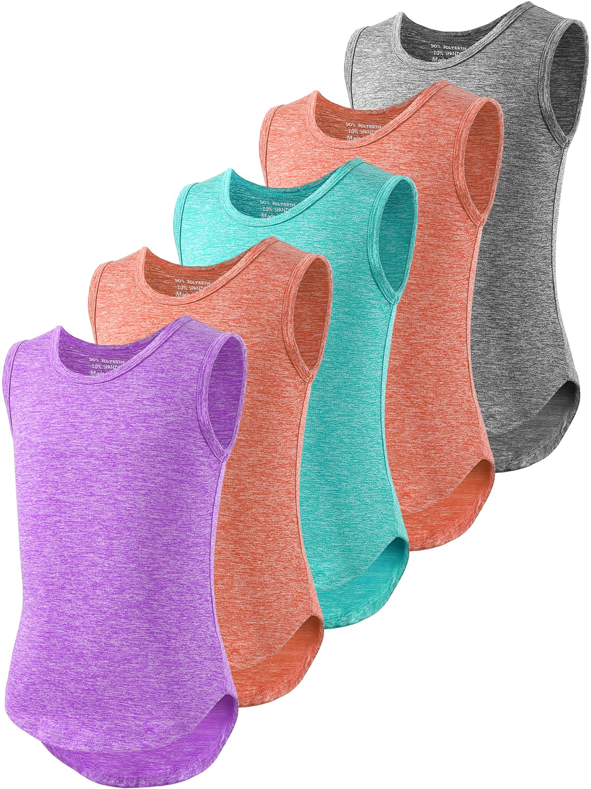 ATTIQOZI 5 Pack Girls Tank Tops Active Quick Dry Sleeveless Moisture Wicking Girls Undershirts for Athletic Gymnastics
