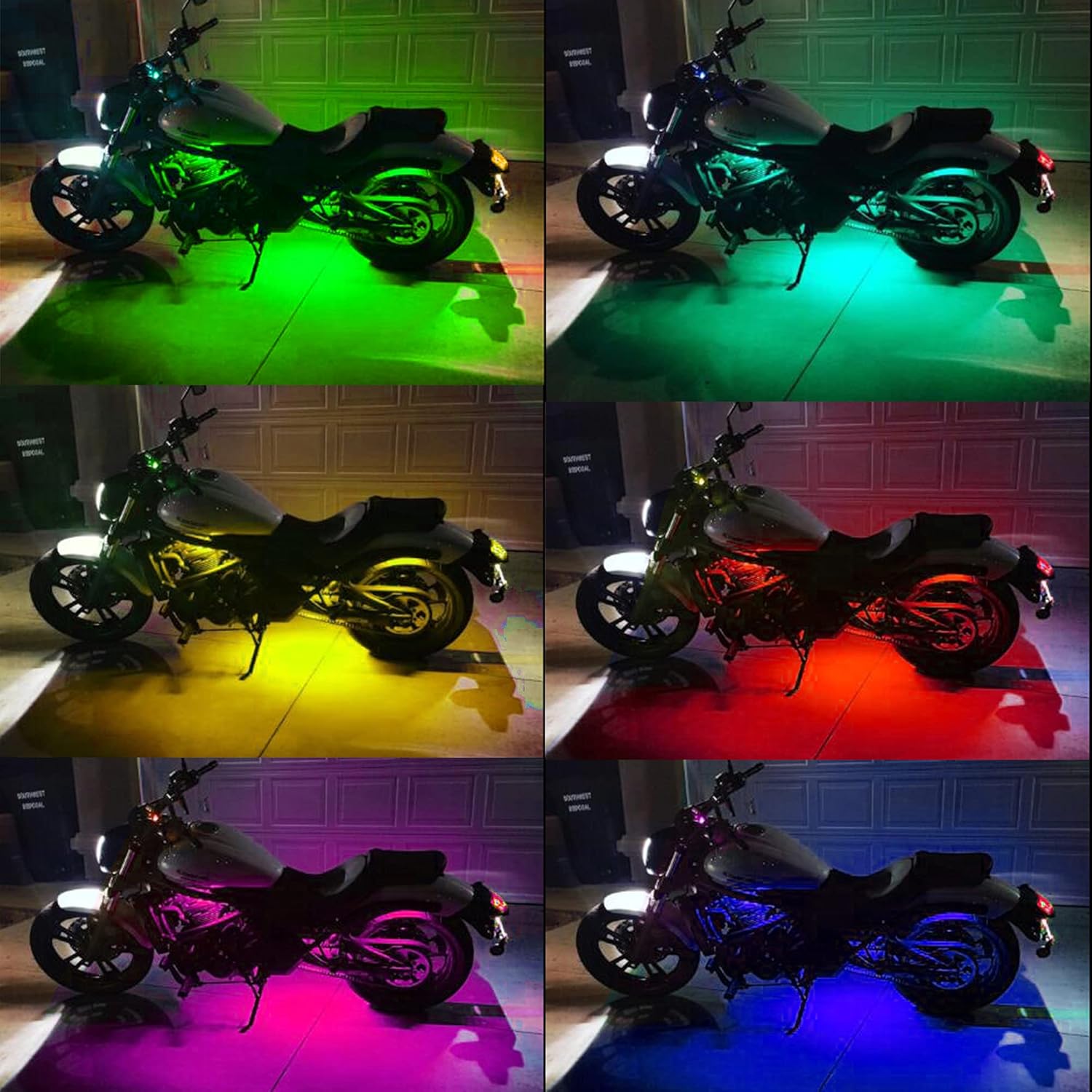 8pc Bluetooth RGB LED Car Motorcycle Glow Lights Flexible Neon Strip Waterproof Kit,IP 68 Waterproof with RF Wireless Remote
