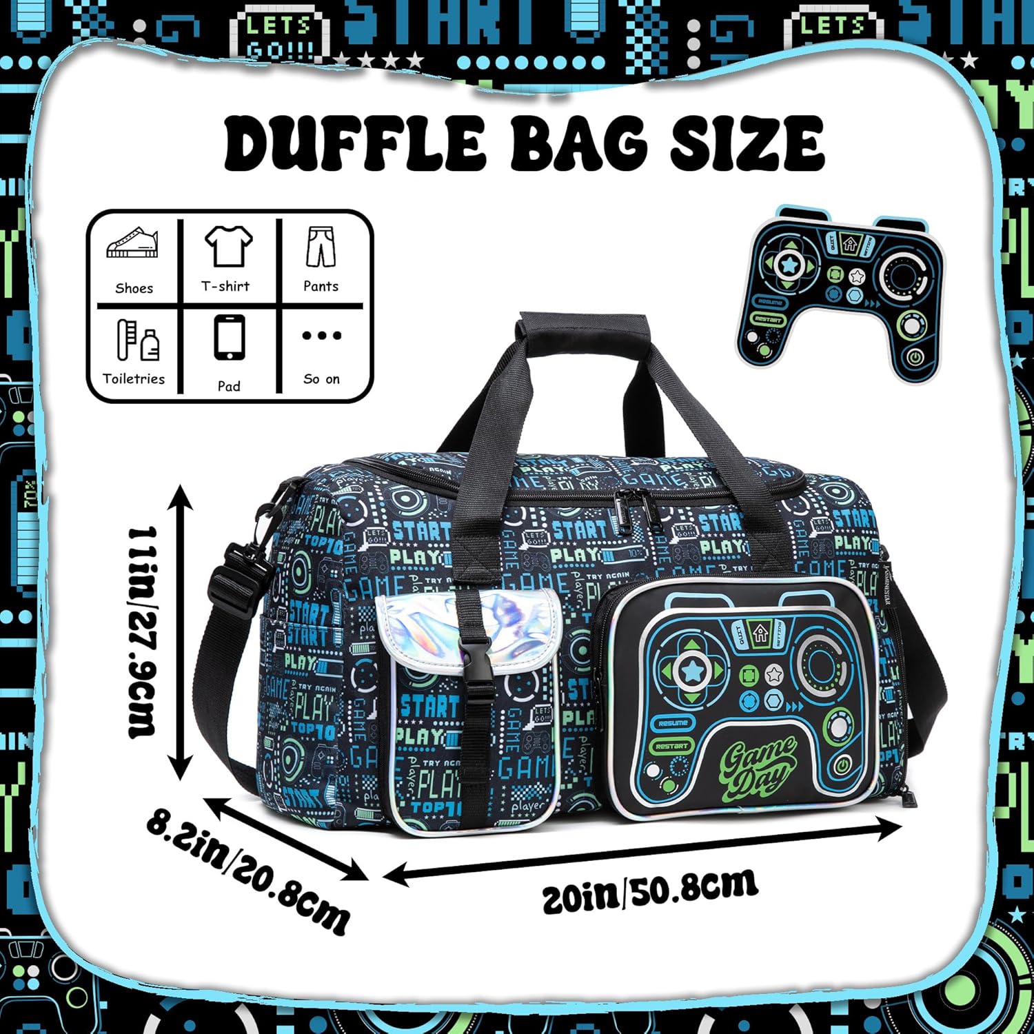 Sports Bag for Boys Kids Duffle Bag Boys Travel Bag for Kids Overnight Bag for Kid Weekender Bag Sleepover Bags for Boy Gym Bag with Shoe Compartment - Image 2