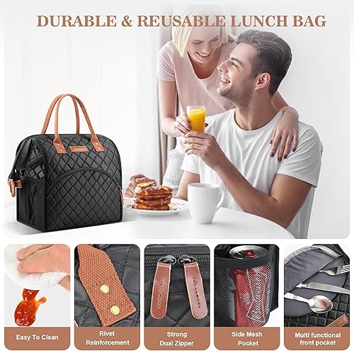 Miniatura 5 de LOKASS - Lonchera térmica con apertura amplia, gran capacidad para bebidas y snacks, organizador de nailon durable y térmico con correa de hombro