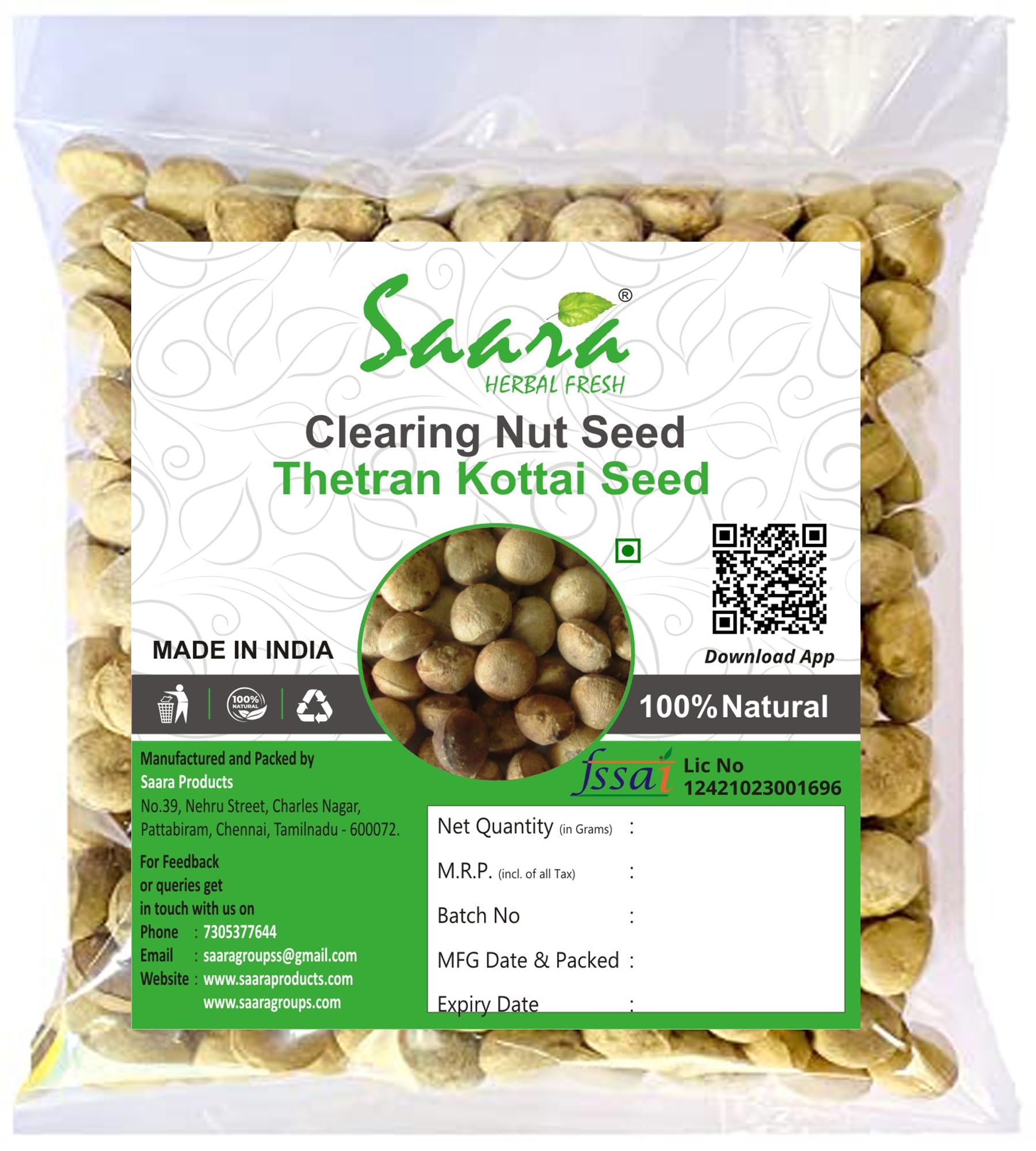 Saara HERBAL FRESH Clearing Nut Seeds, 200g, Nirmali Seeds, Thetran Kottai, Strychnos Potatorum Seeds, Tettaamparal Seed, Katakah Seeds, Samaashodhan Akharot, (pack of 2 x 100g) (B07PVXN2LL) Amazon Price History, Amazon Price Tracker