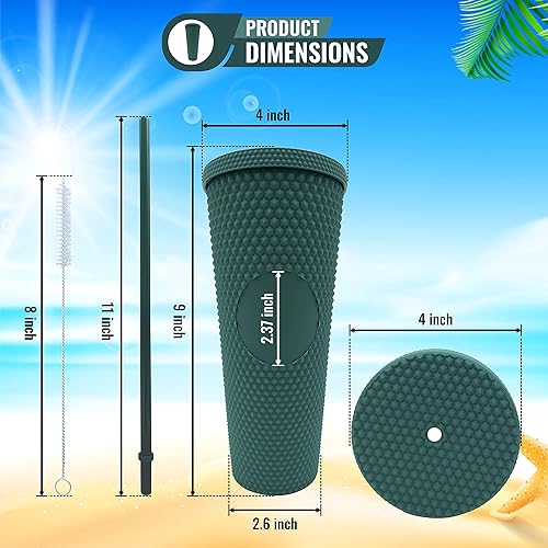 Miniatura 4 de MDOMINIQUE Vaso con tapa y pajilla, vaso reutilizable con tapa y pajilla, vaso para agua con popote y tapa (24 onzas, verde mate)