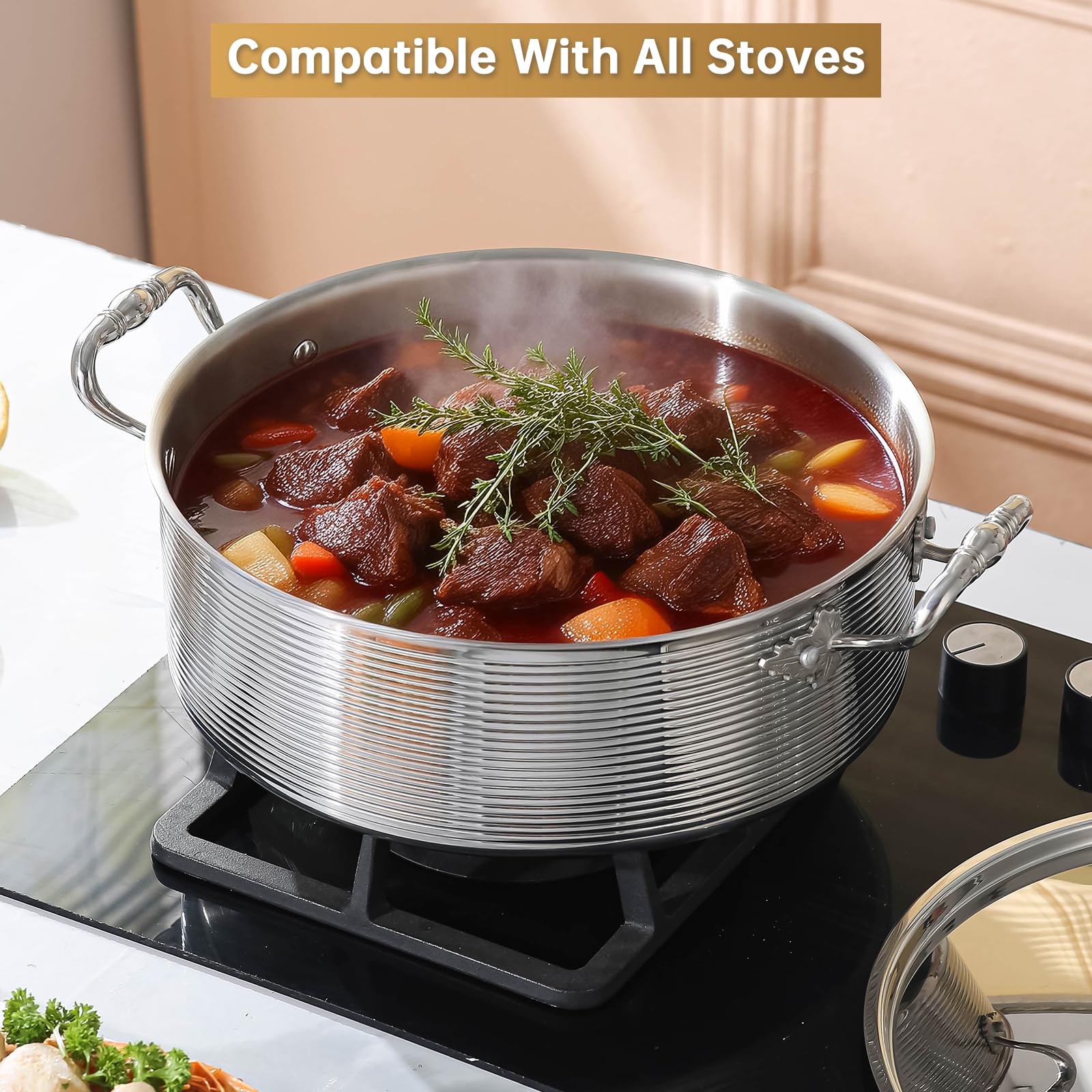 DELARLO 8qt Stainless Steel Braiser Pan -6 DELARLO 8qt Stainless Steel Braiser Pan -6