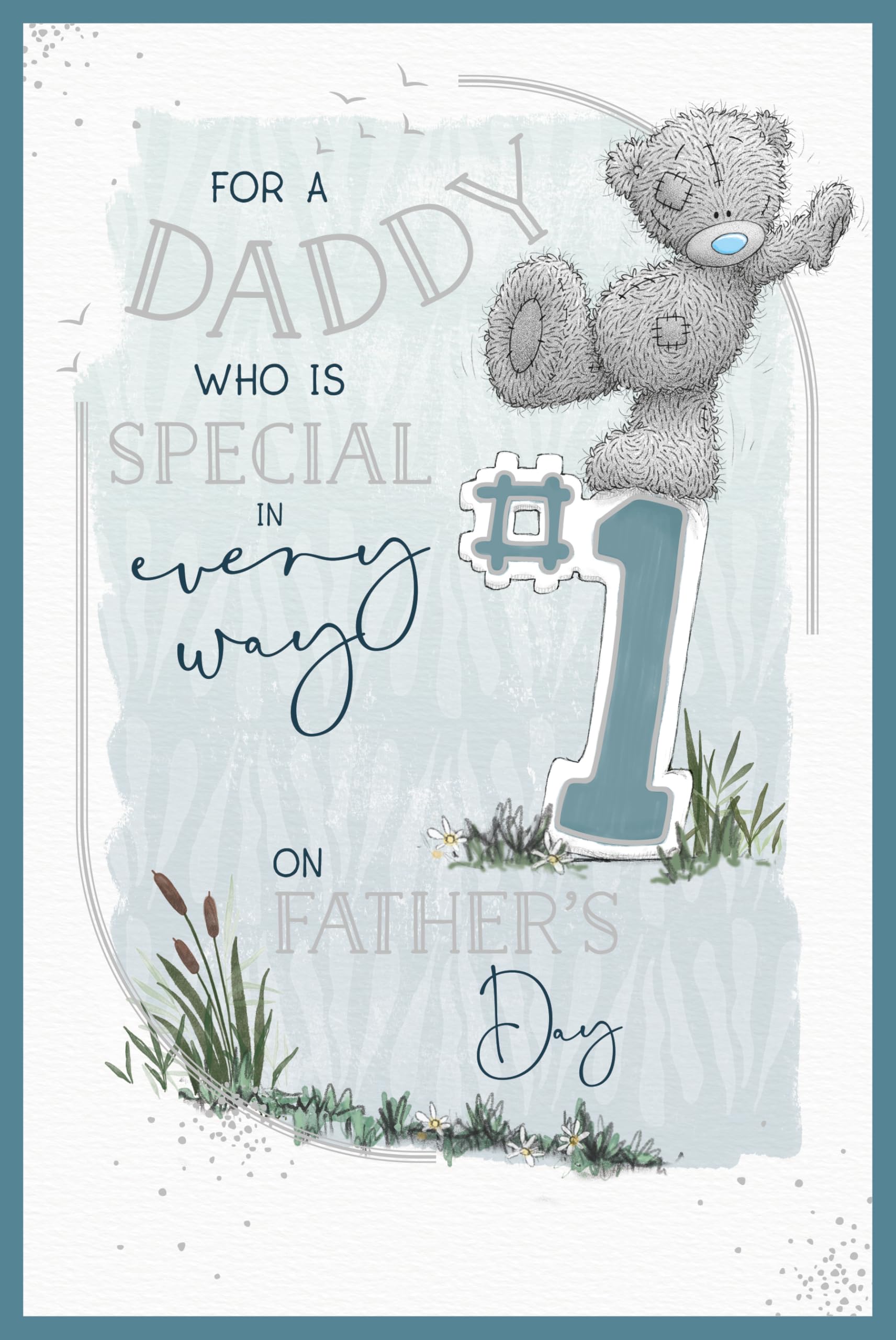 Me to You Tatty Teddy For A Special Daddy Father's Day Card, Tatty Teddy Balancing On A Number One Sign, 6 x 9 Inches - Official Collection