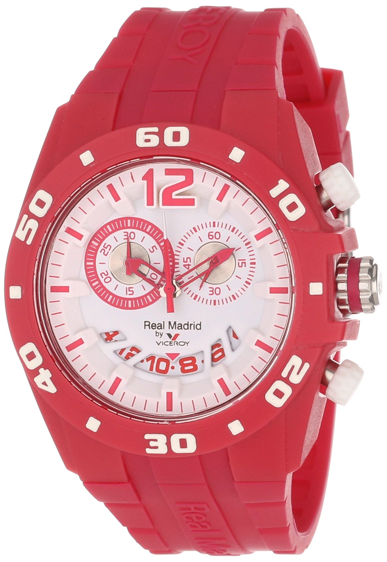 ViceroyWomen's 432853-75 Real Madrid Sports Plastic Magenta Rubber Date Watch, White, Strap