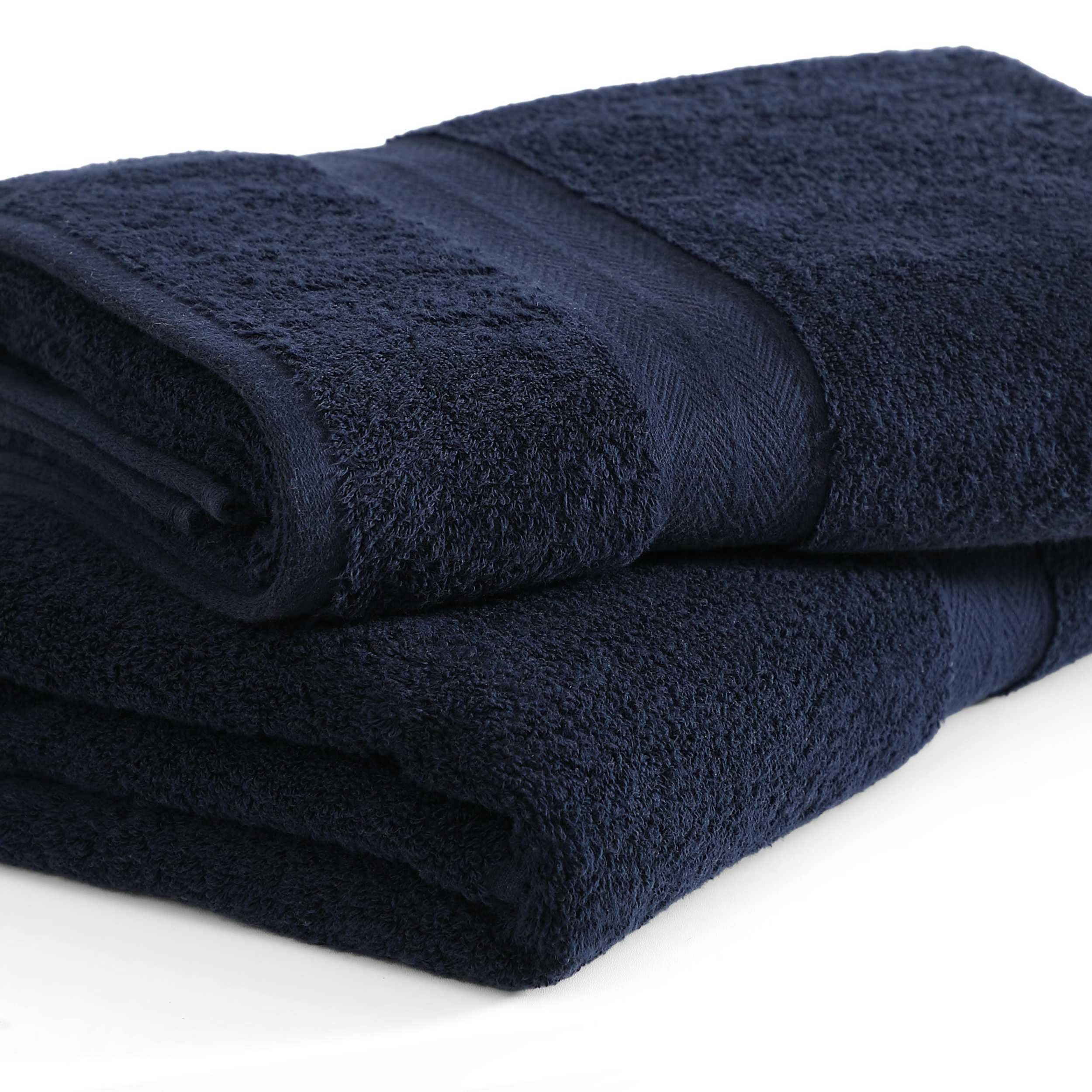 Tommy Hilfiger - Juego de Toallas de baño, Rizo de algodón Absorbente con Cero torsión, Peso Medio, Certificado Oeko-Tex (Azul Oscuro Moderno, 2 Piezas)