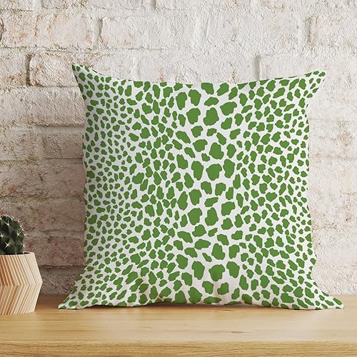 Vista 68 de Funda de cojín decorativa con estampado de guepardo verde peridoto para sofá, funda de almohada verde crema con estampado de leopardo a cuadros
