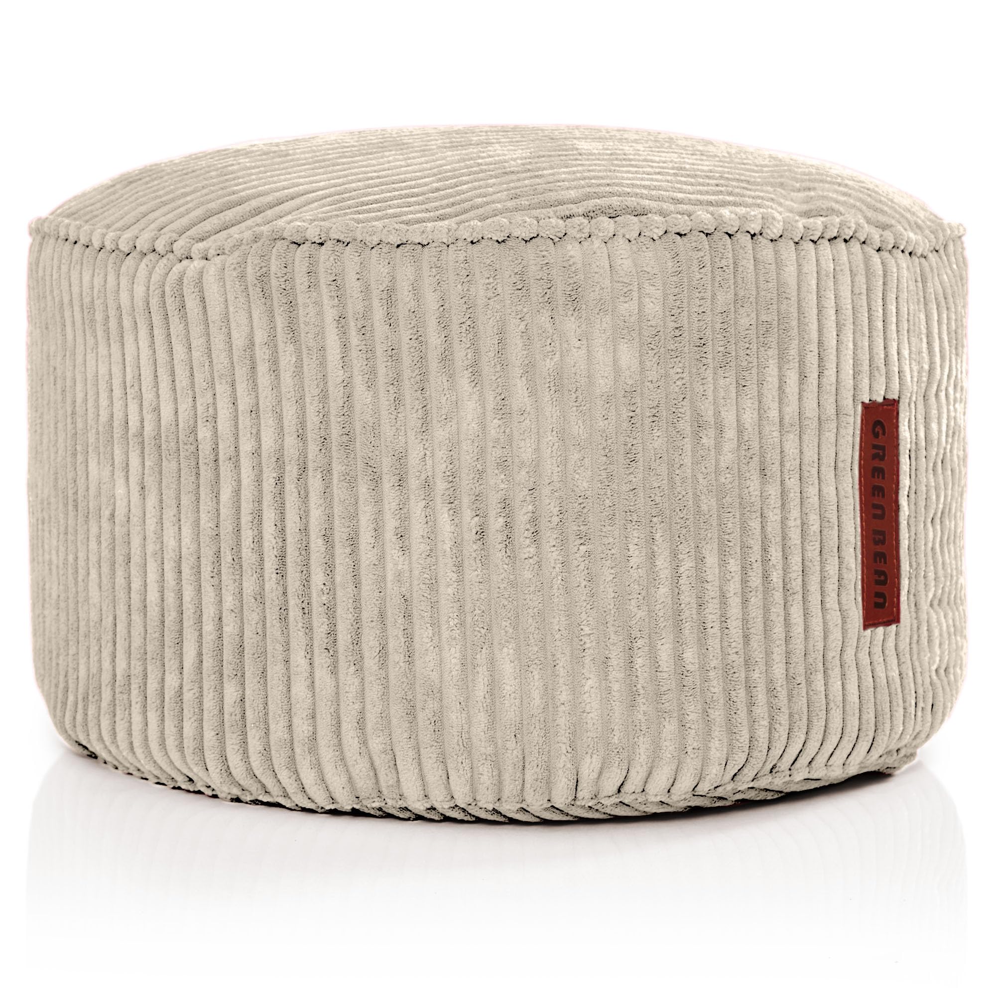 Green Bean® Indoor Sitzhocker Pouf 45x25cm EPS-Perlen Füllung & Cordstoff Kuschelig Weich Waschbar - Drinnen Bodenkissen Liegekissen Sitzkissen Sitzhocker Relax-Sessel Kinder Erwachsene Stoff Beige