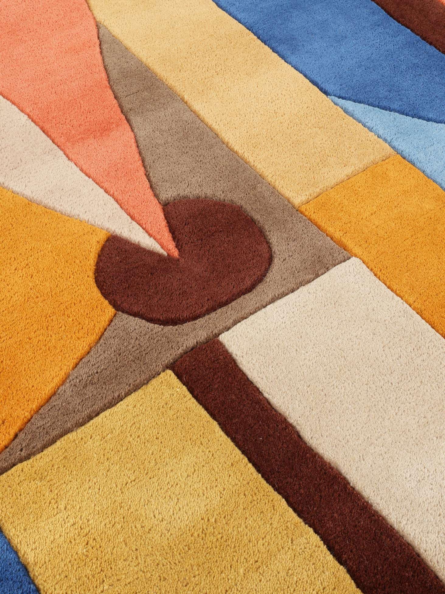 RugVista Quentin, Dywan, Nowoczesne, 100 x 160 cm, Wysoki, Pokój dzienny, Sypialnia, Czyścić wyłącznie chemicznie, Niebieski/Pomarańczowy