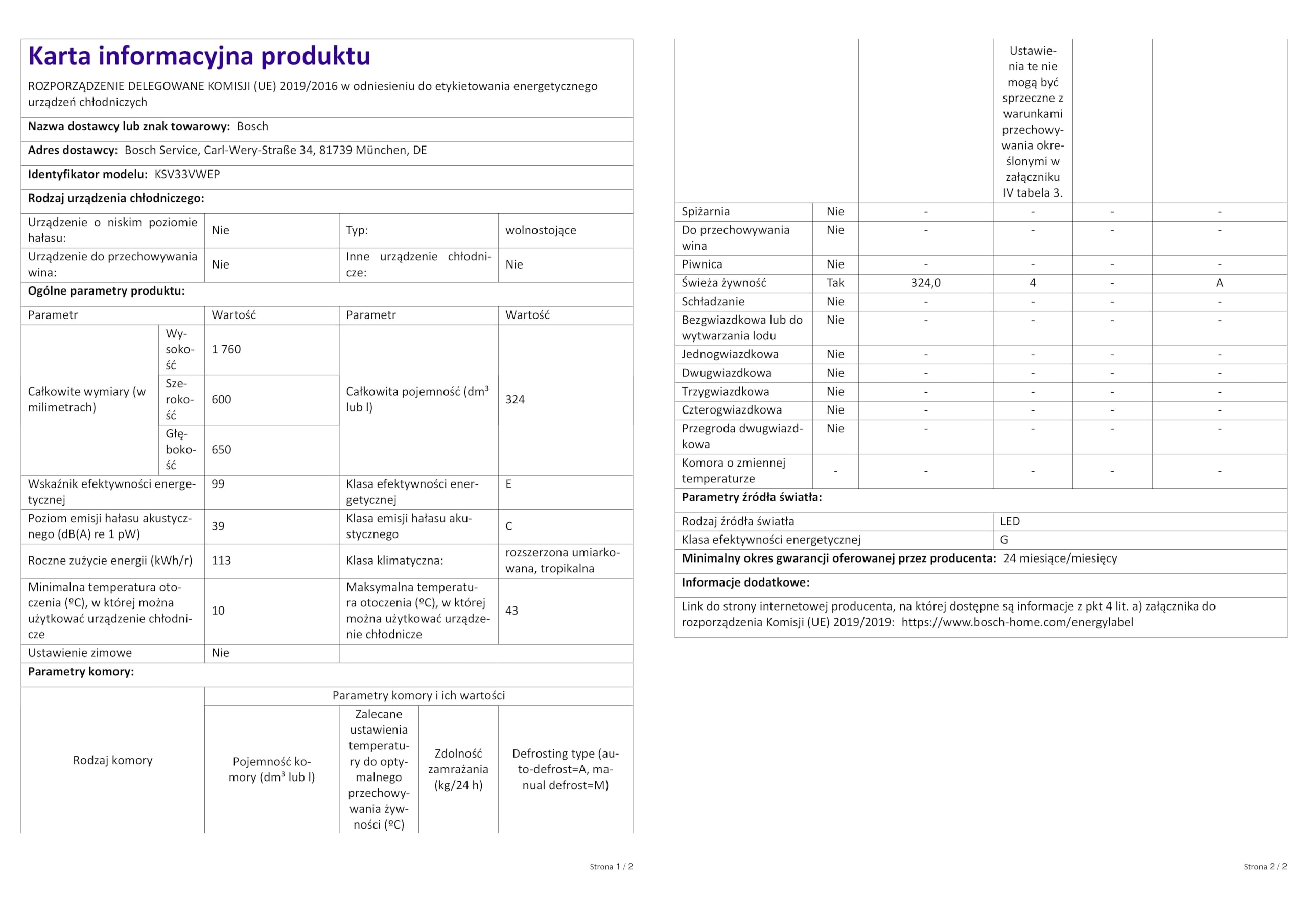Bosch KIV86VSE0 Serie 4 - Frigorífico y congelador empotrable, nicho de 177,5 x 56 cm, refrigeración de 184 L + 85 L de congelación, bisagra de arrastre, fabricado en Alemania, VitaFresh frescor