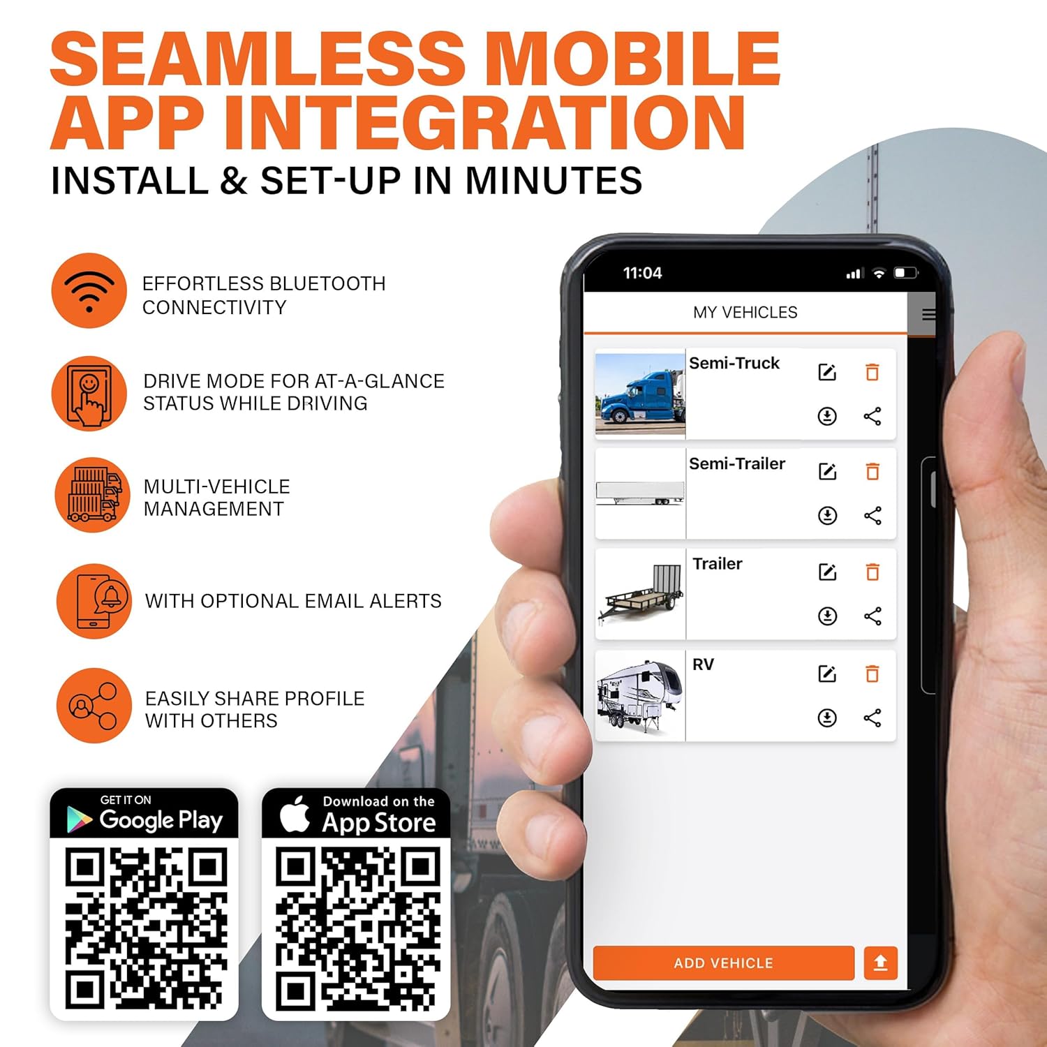 PressureTech Wireless Tire Pressure Monitoring System - TPMS Sensors for Automobiles, Motorcycles, Powersport Vehicles, RVs, Trailers - Real-Time Display w/iOS or Android App (0-150 PSI) (Pack of 4)