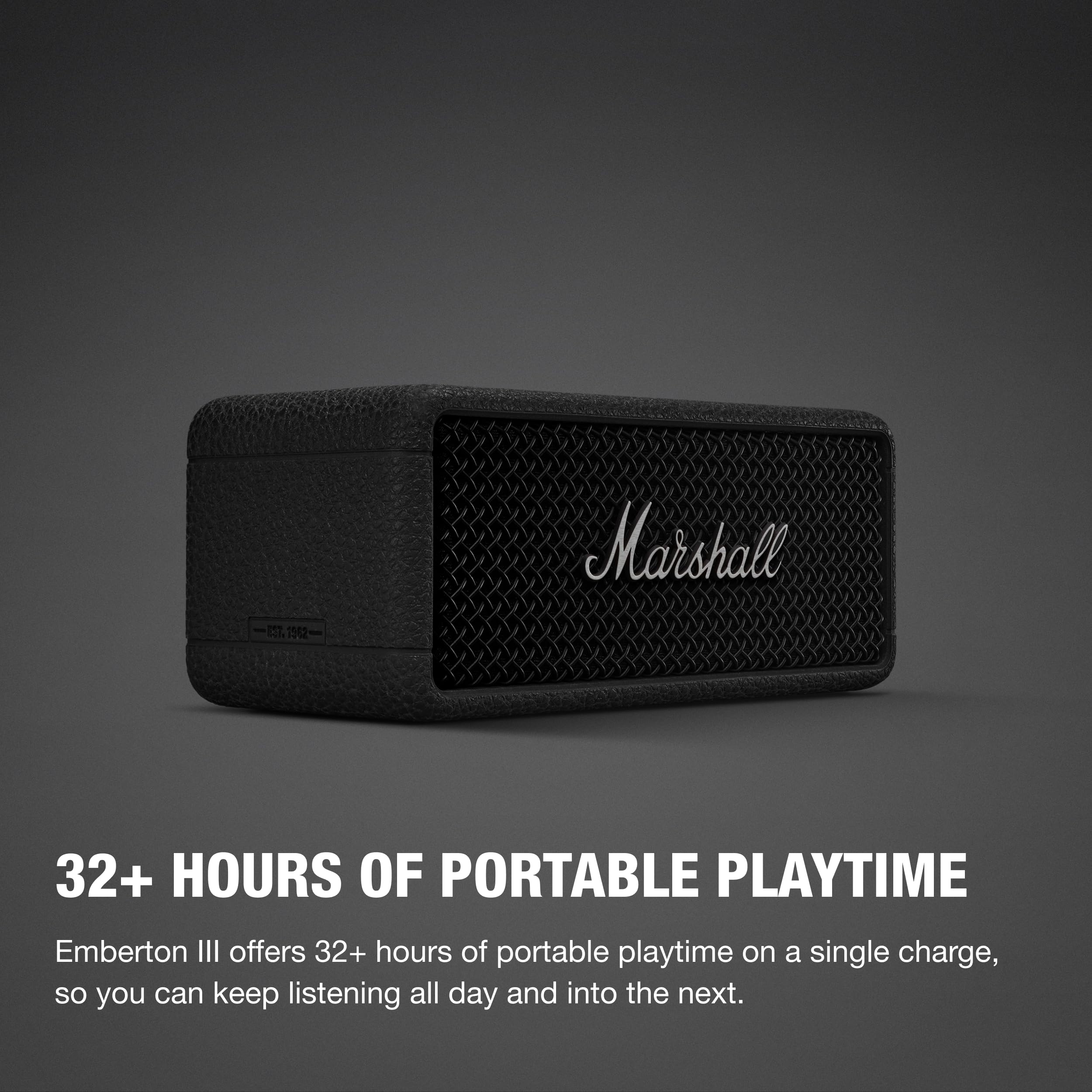 Marshall Emberton III Altoparlanti Bluetooth portatili Wireless accoppiabili IP67 Resistente a polvere e acqua, 32+ ore di riproduzione Ricarica rapida - nero e argento