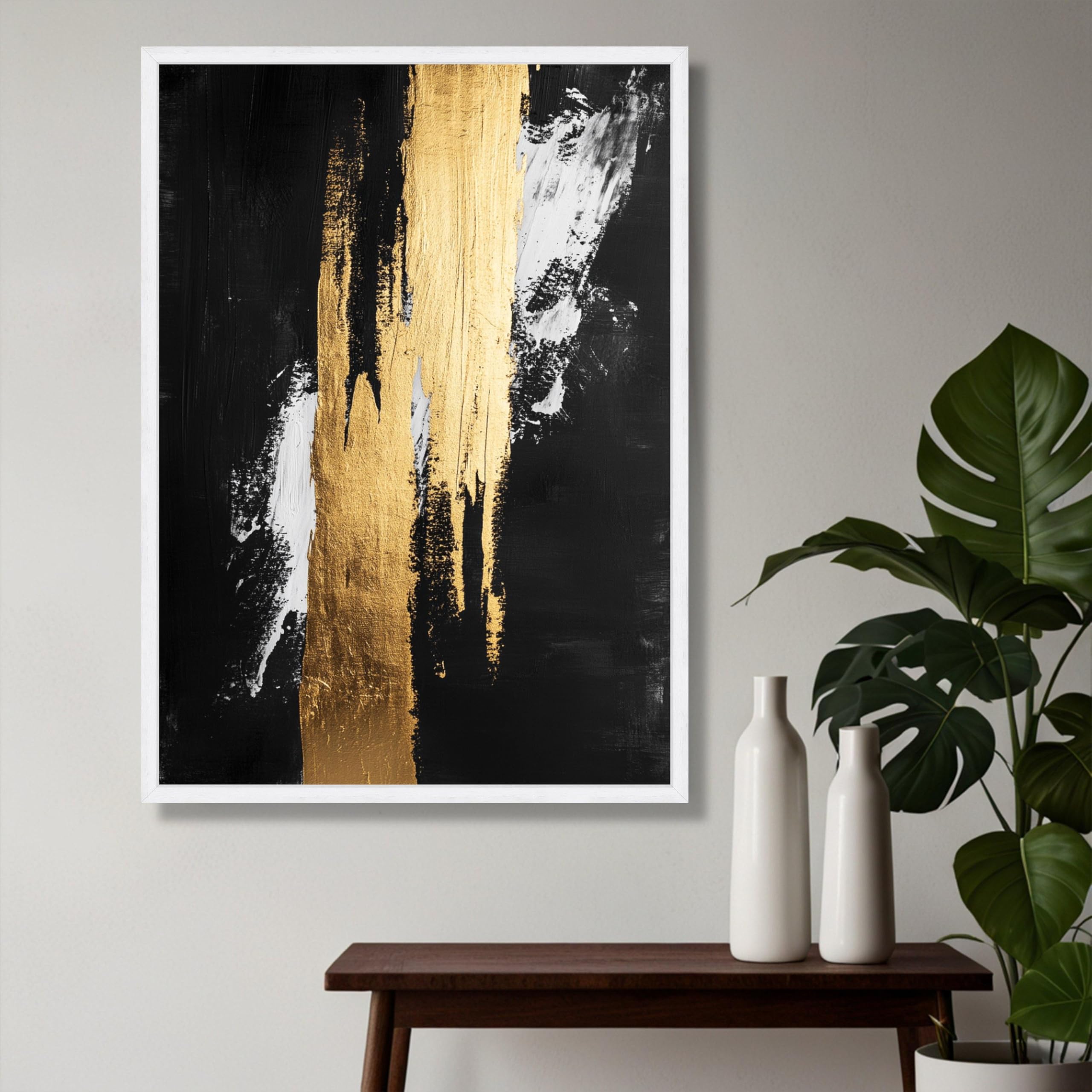 Impression sur toile abstraite noire et dorée sans cadre - 8