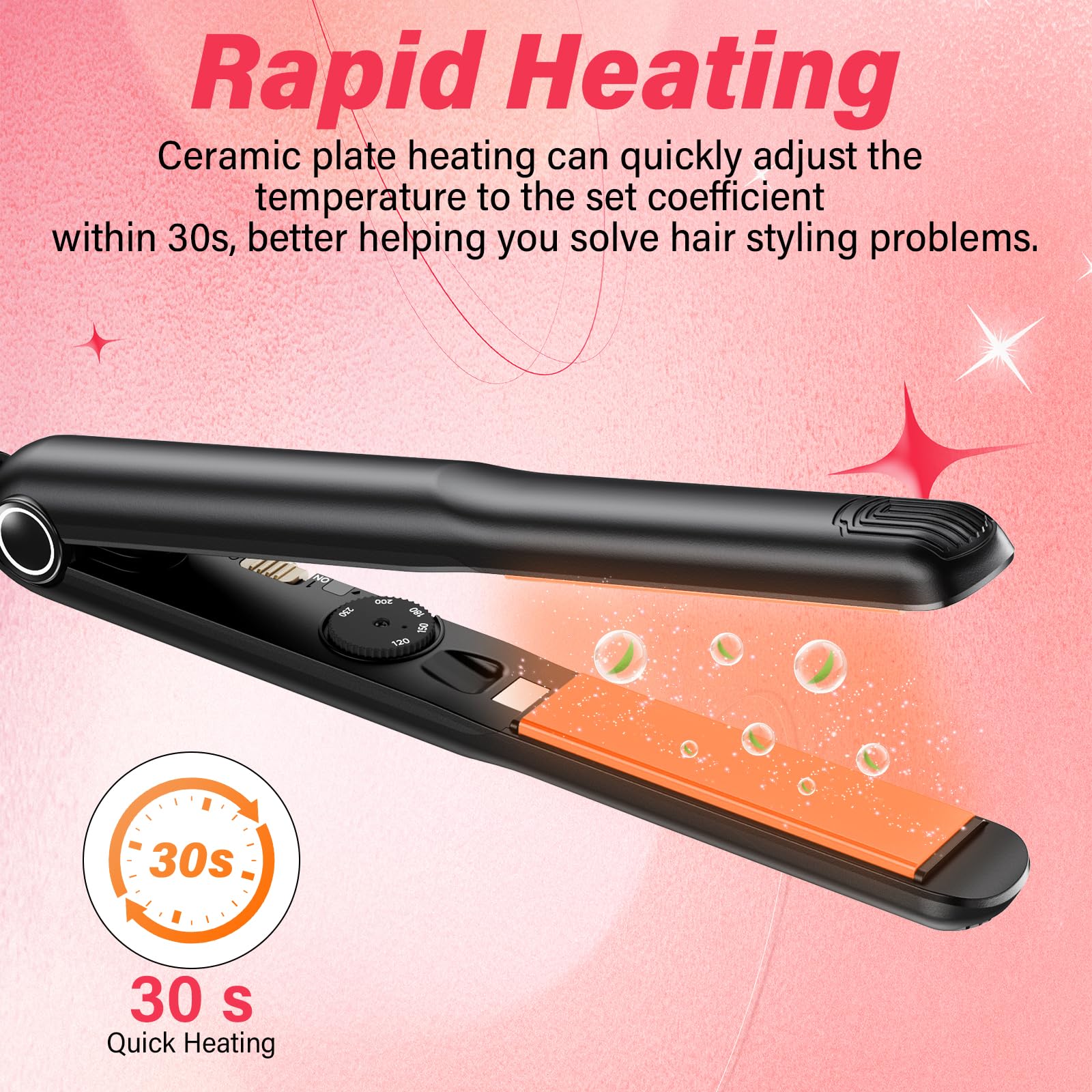 Piastra e Arricciacapelli 2 in 1, Riscaldamento a Piastre in Ceramica Anni '30, Temperatura Regolabile Della Piastra per Capelli (120℃-230℃), Adatto a Ragazze con Capelli Lisci e Ricci
