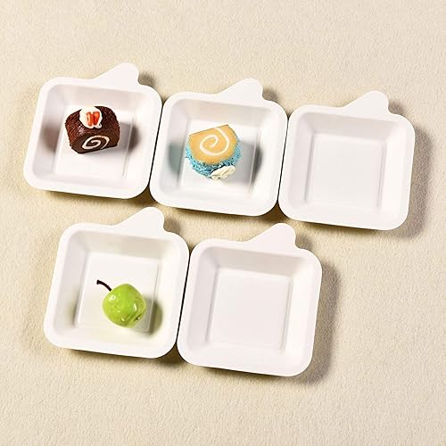 Miniatura 7 de Elsjoy Paquete de 200 platos de papel pequeños de 4.5 pulgadas, platos de papel desechables a granel para tartas, mini platos cuadrados de postre y