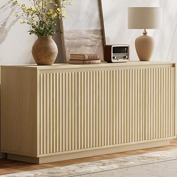 Lulive 63-inch fluted buffet cabinet in natural