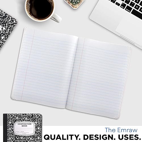 Miniatura 10 de Enday - Cuadernos de composición de papel de rayas anchas, fundas de cuaderno de composición de mármol de colores, 100 hojas (200 páginas), libros