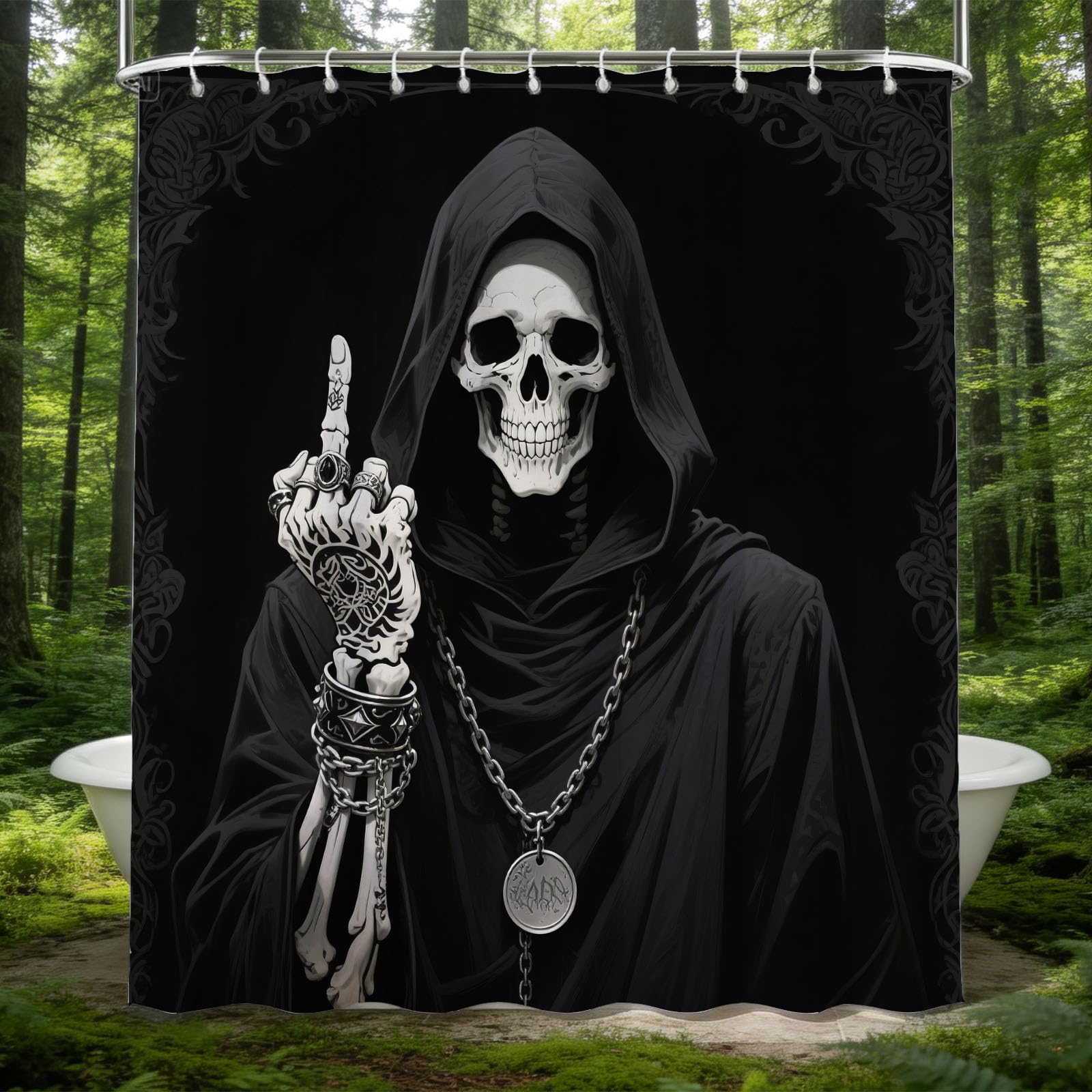 Hongduo 3D Skull Shower Curtain for Stalls Bathtubs Cartoon Bathroom Decor Shower Curtain Set Polyester Fabric Waterproof 180x180cm/71X71 Inch with Hooks