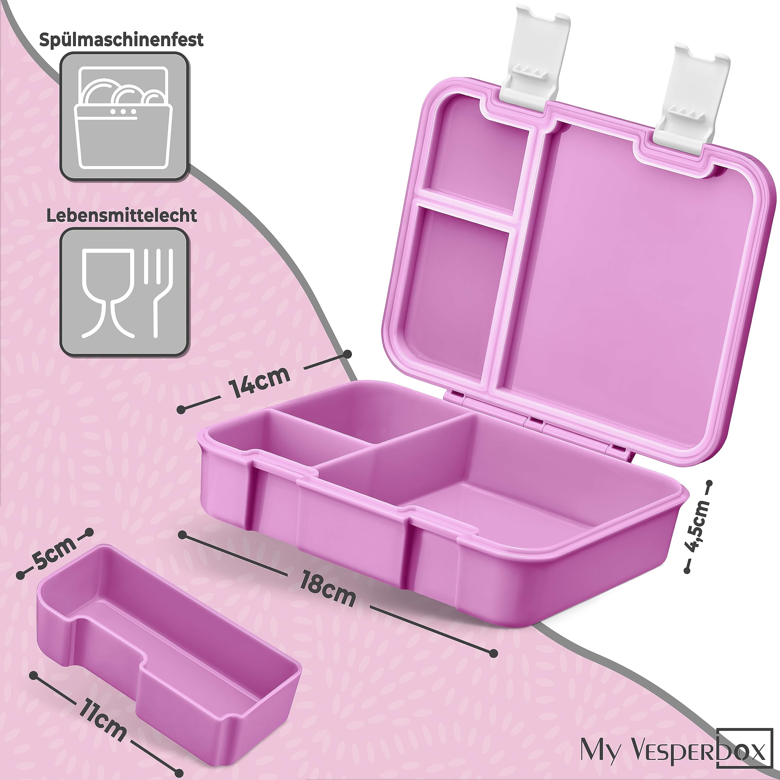My Vesperbox® Brotdose für Kinder mit Fächern [JIN] - Lunchbox mit Trennfächern - Bento Box - Jausenbox - Brotzeitbox für Schule & Kindergarten - Vesperdose für Jungen & Mädchen