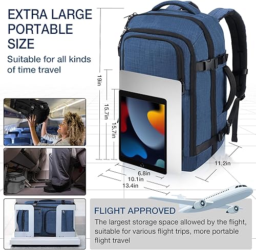 Miniatura 5 de Dinictis Mochila de viaje para laptop de 40 L para hombres y mujeres compatible con cuaderno de 17 pulgadas mochila de maleta aprobada para vuelo