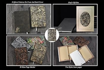 YHH Hard back notebook, A5 lined, vintage leather diary, for men and women, embossed, handmade, brown and ivory pages, notebook, writing diary, Christmas, birthday gift, for teachers, students and writer, bird