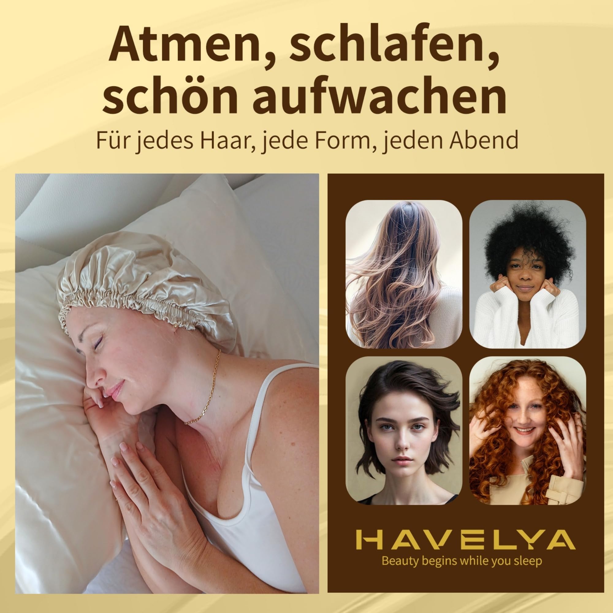 Gorro de seda para dormir de seda de morera de 22 mommes. Gorro de dormir antideslizante y antiarañazos, contra el encrespamiento, rotura del cabello, puntas secas e ideal para cabello largo, rizos y