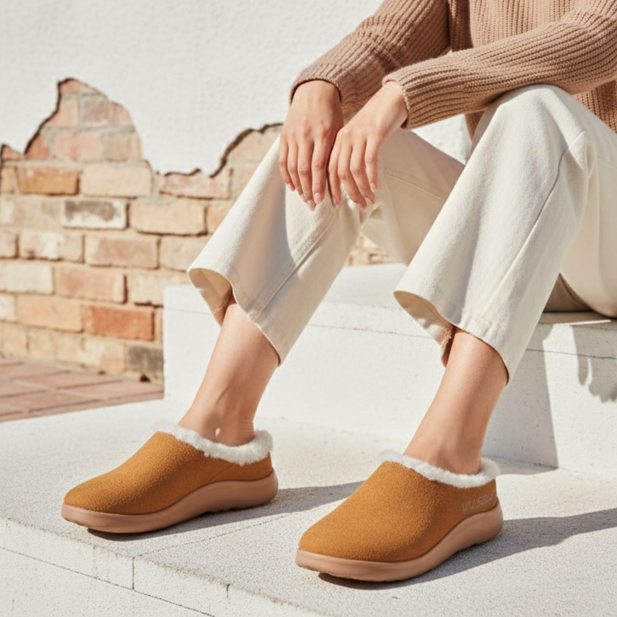 VALSOLE Orthopedic Winter Thermal Fuzzy Slippers for Women Men - 220+ Lbs Plantar Fasciitis Flat Feet High Arch Support Slippers, Work Outdoor House Cotton Comfort Shoes, Absorb Shock With Every Ste