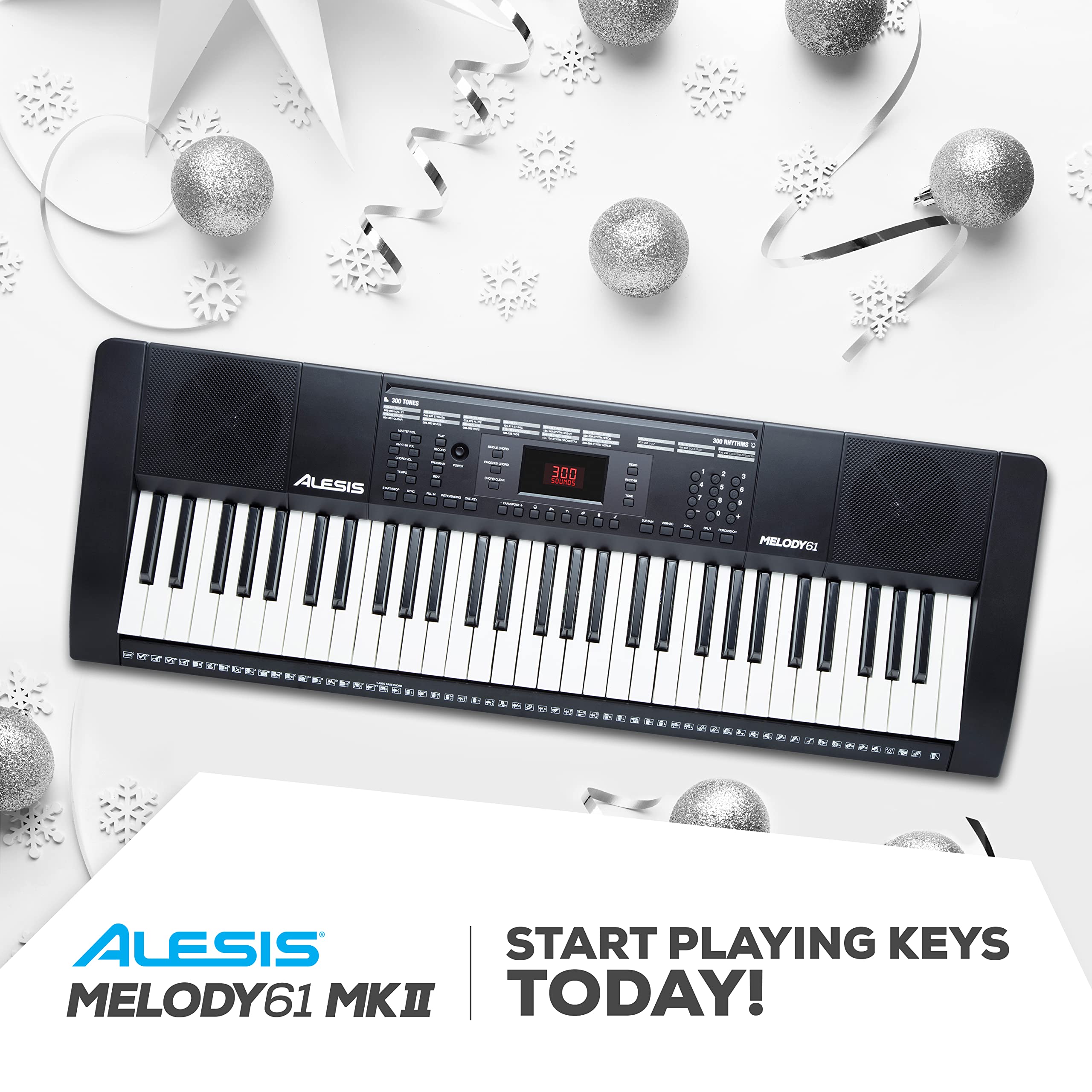 Alesis Melody 61 Key Keyboard Piano with 300 Sounds, Speakers, Digital
