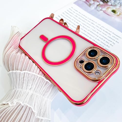 Vista 648 de Fiyart - Funda transparente magnética con purpurina para iPhone 12 para mujeres, con grabado "Love" metálico, protección para cámara y antigolpes