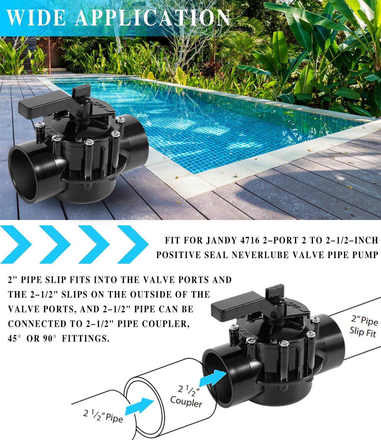 4716 2-Port 2 to 2-1/2-Inch Positive Seal Diverter Valve Suitable for Most Pool Pumps 2