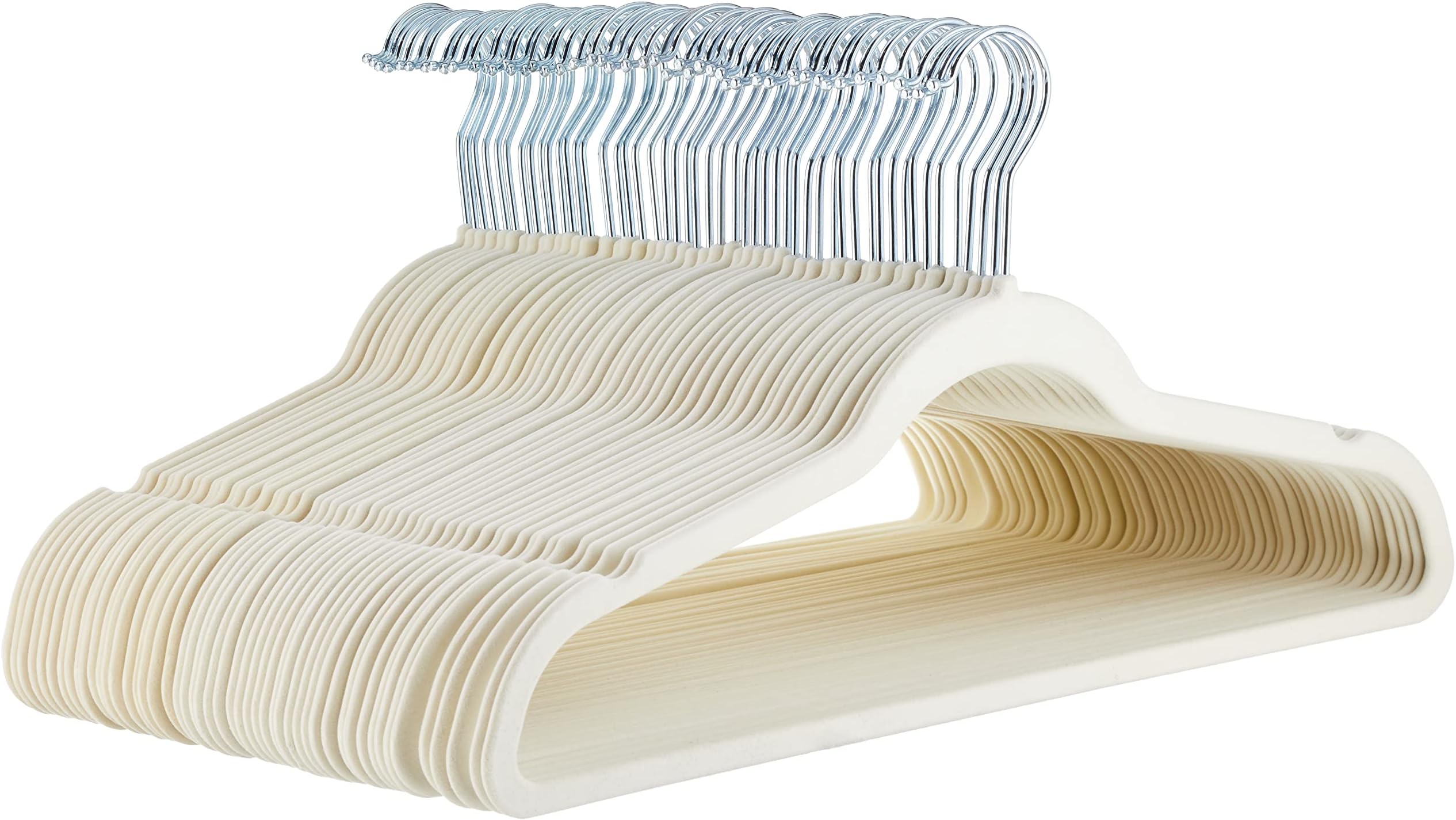 Jeronic 50 Pack Beige Velvet Hangers Clothes Hangers Velvet
