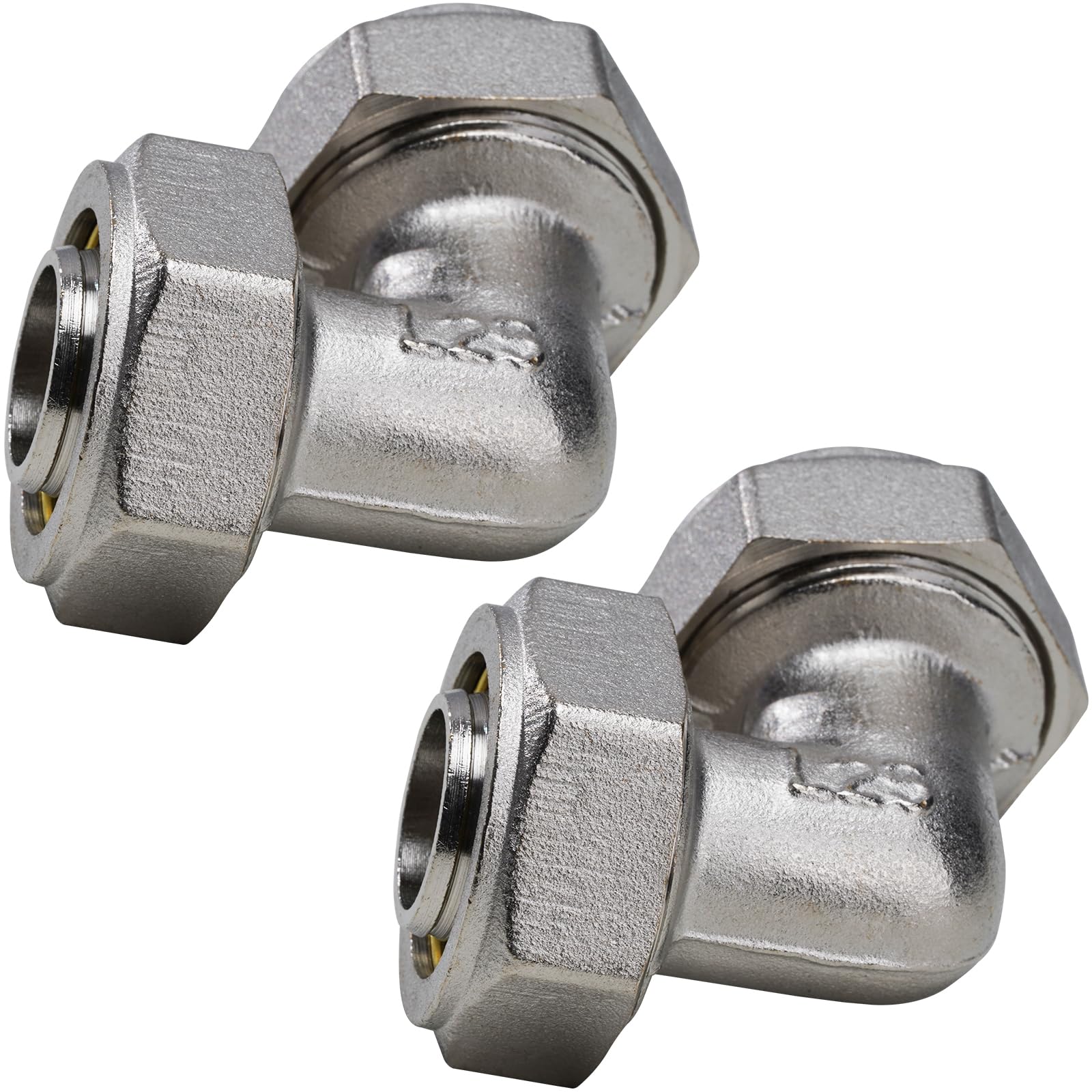 AXILYZE 2 PCS 3/4" Elbow Air Line Fittings for 3/4-Inch Tubing Compatible with Rapid Air System 3/4, Brass-Nickel Plated, 200PSI, Air Line Fittings