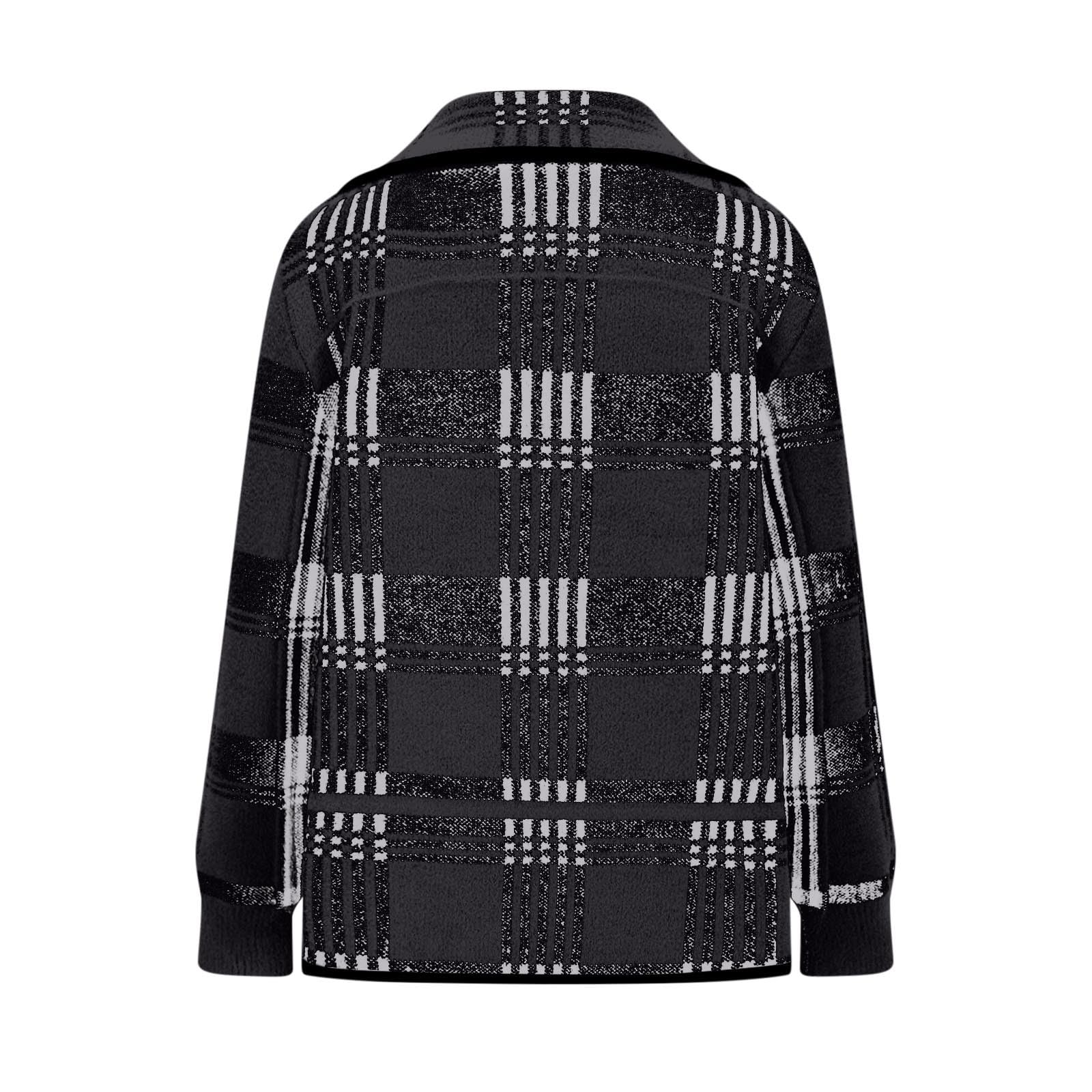 Chaqueta corta para mujer, elegante, de punto, chaqueta de otoño, a rayas, con frente abierto, cuello vuelto, chaqueta corta