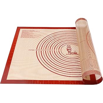 Non-slip Silicone Pastry Mat Extra Large with Measurements 28''By 20'' for Silicone Baking Mat, Counter Mat, Dough Rolling Mat,Oven Liner,Fondant/Pie Crust Mat By Folksy Super Kitchen (2028, red)