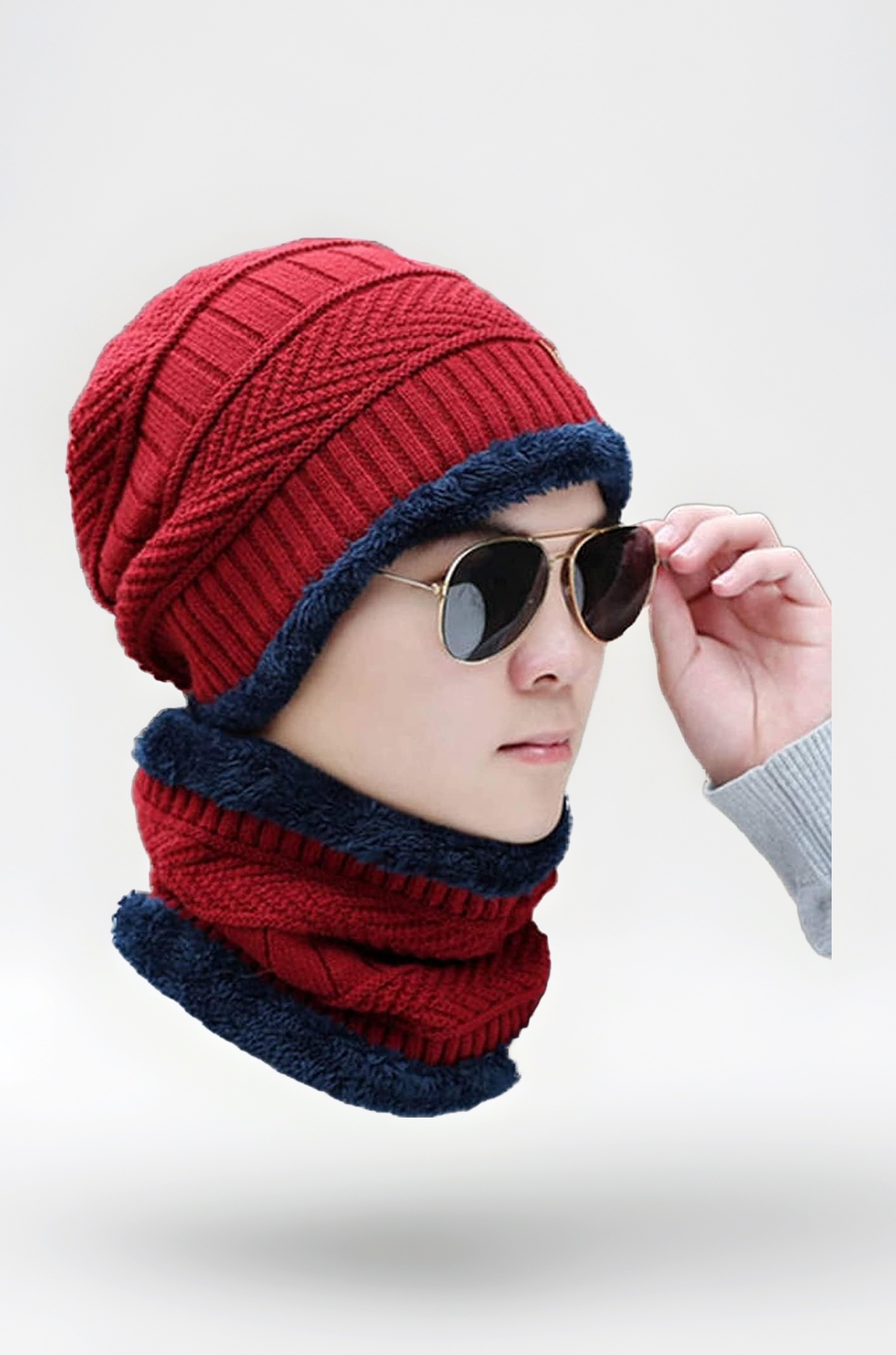 Brand Conquer Wool Beanie Cap & Muffler for Mens & Women – Winter Cap for Men – Men’s Woolen Cap with Neck Muffler – Winter Muffler for Women – Soft Woolen Muffler & Cap for Men & Women Black