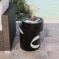 Vista 10 de COSIEST Mesa auxiliar para exteriores, base en forma de dos manos con mesa decorativa redonda superior, soporte ligero para plantas, acabado de Mano