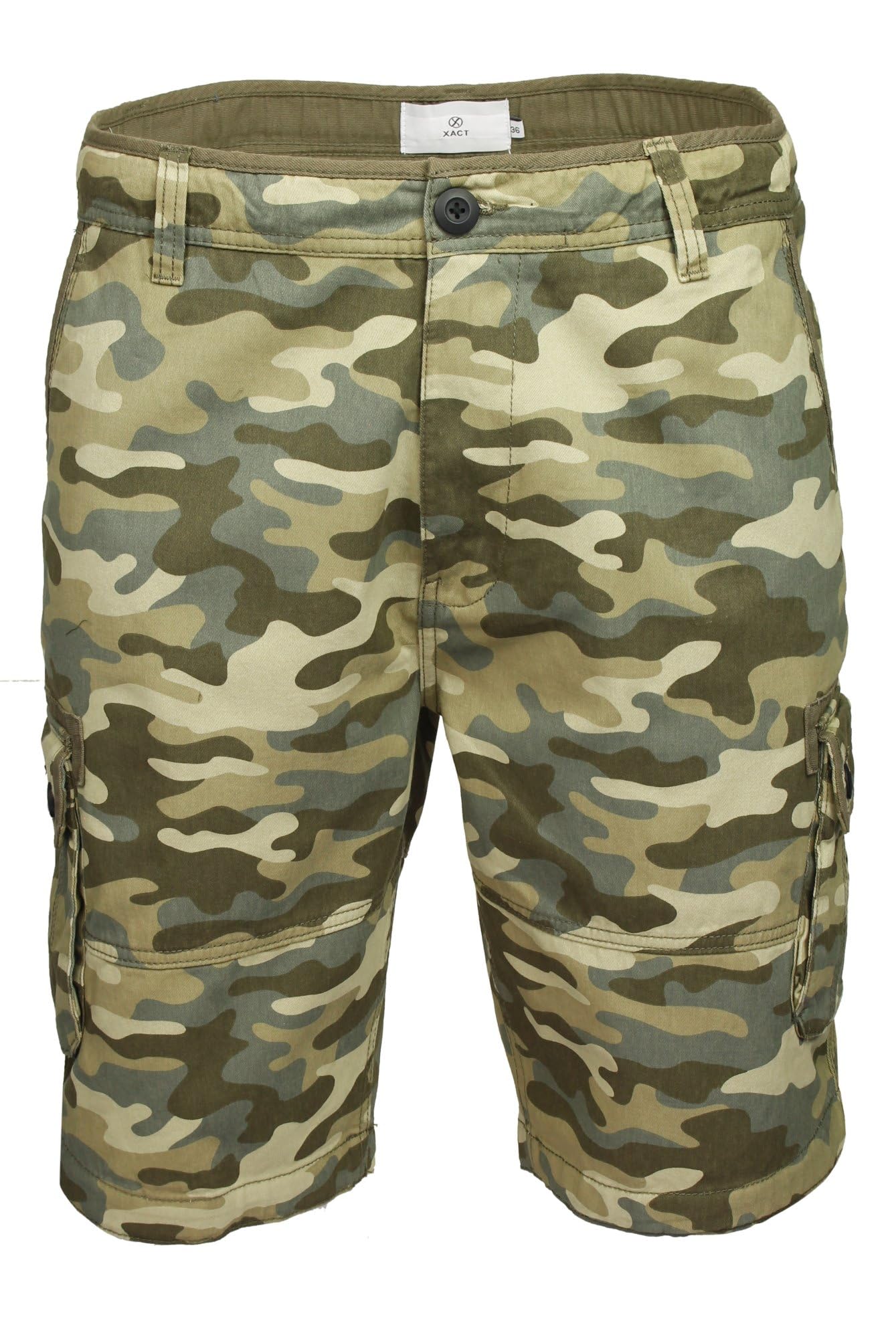 Xact Bermuda Cargo Homme Coton Twill, Short Multipoches Coupe Régulière, Entrejambe 28 cm, Décontracté Été Loisirs Voyage Quotidien