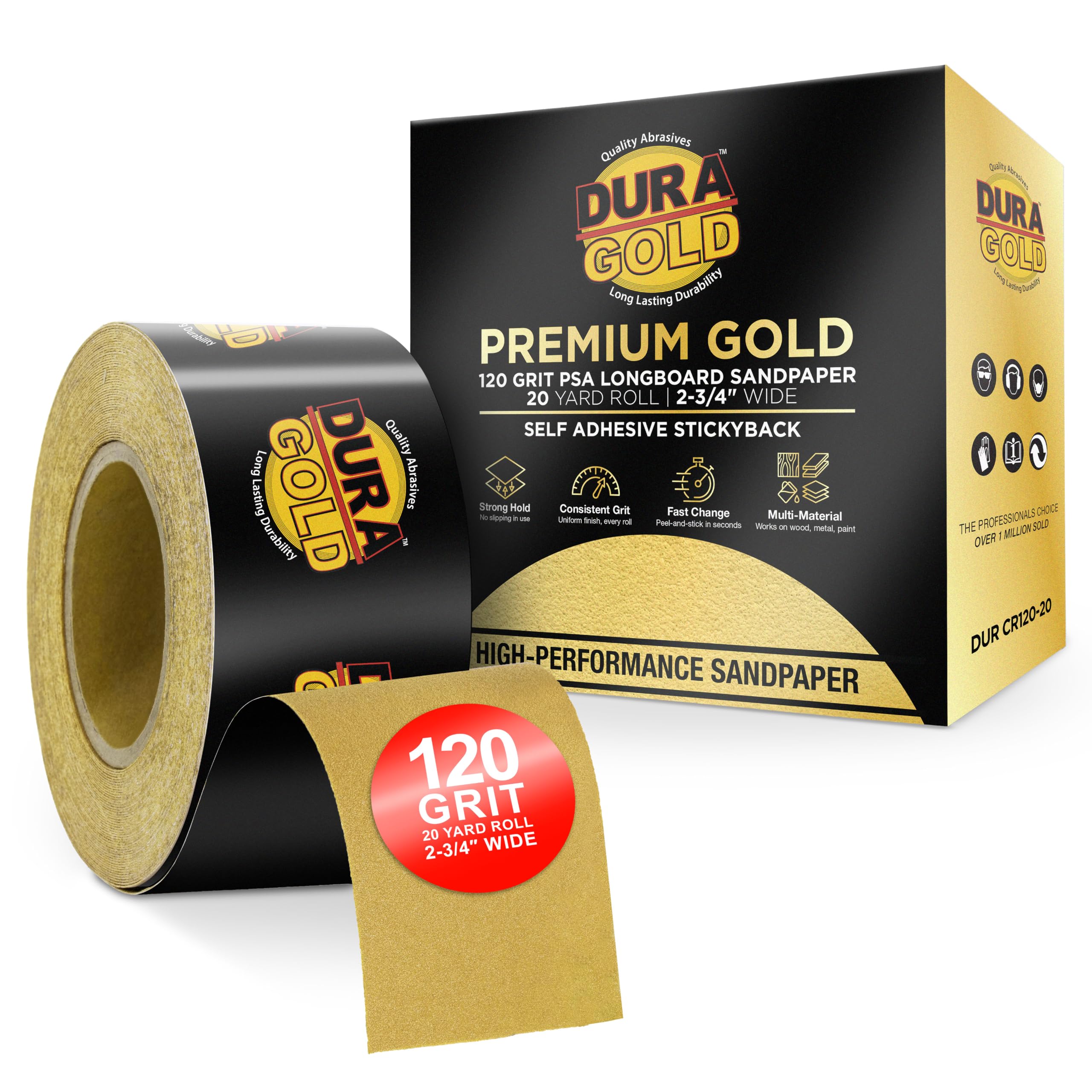 DURA-GOLD Papier ścierny Longboard o ziarnistości 120 2-3/4 PSA od Dura-Gold