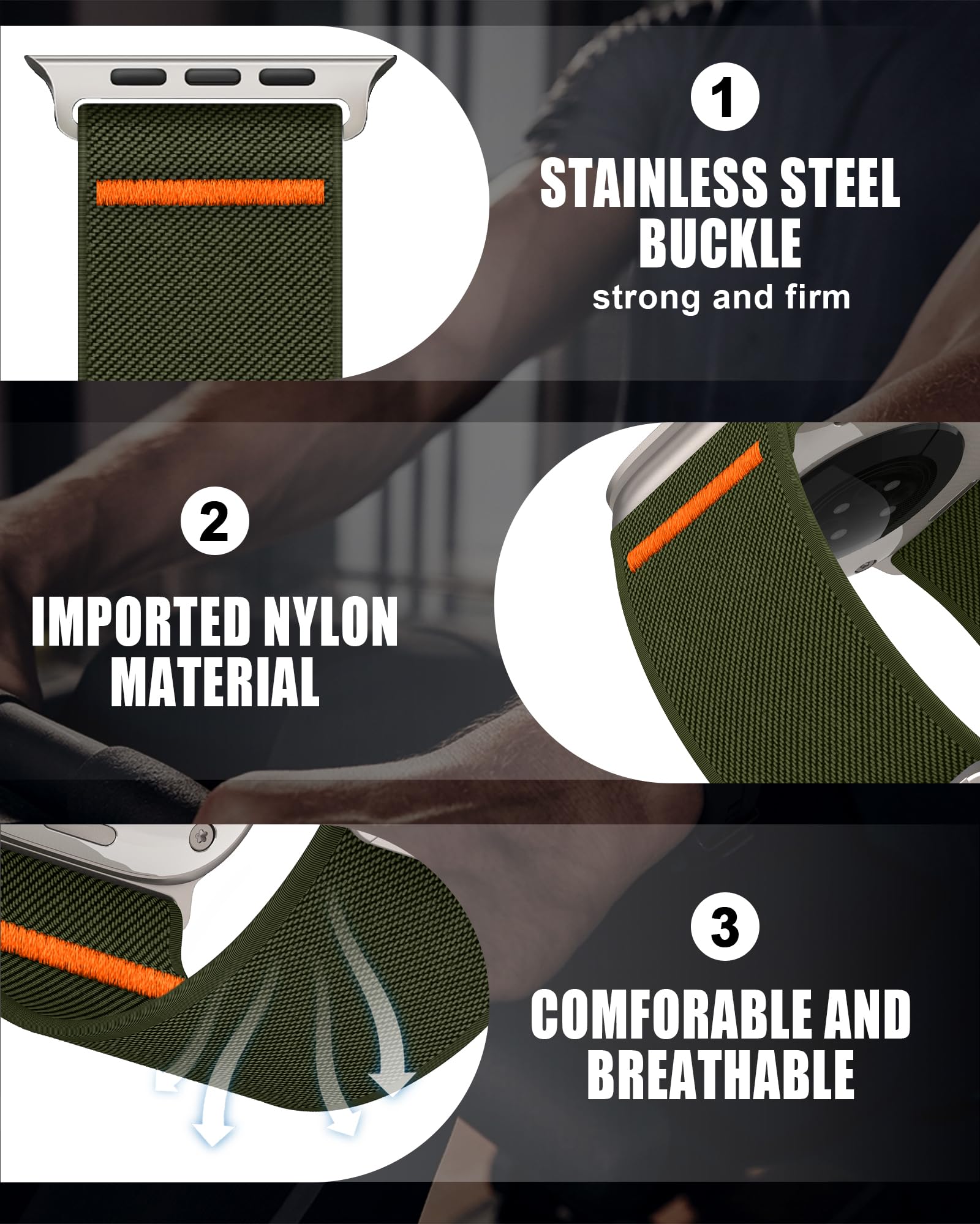 Higgs Nylon Cinturini Compatibile con Cinturino Apple Watch 44mm 46mm 45mm 42mm Ultra/Ultra 2 49mm Uomo,Cinturino Regolabile Nylon Elastico Sport Cinturino per iWatch Series 10 9 SE/2 8 7 6 5 4 3 2 1