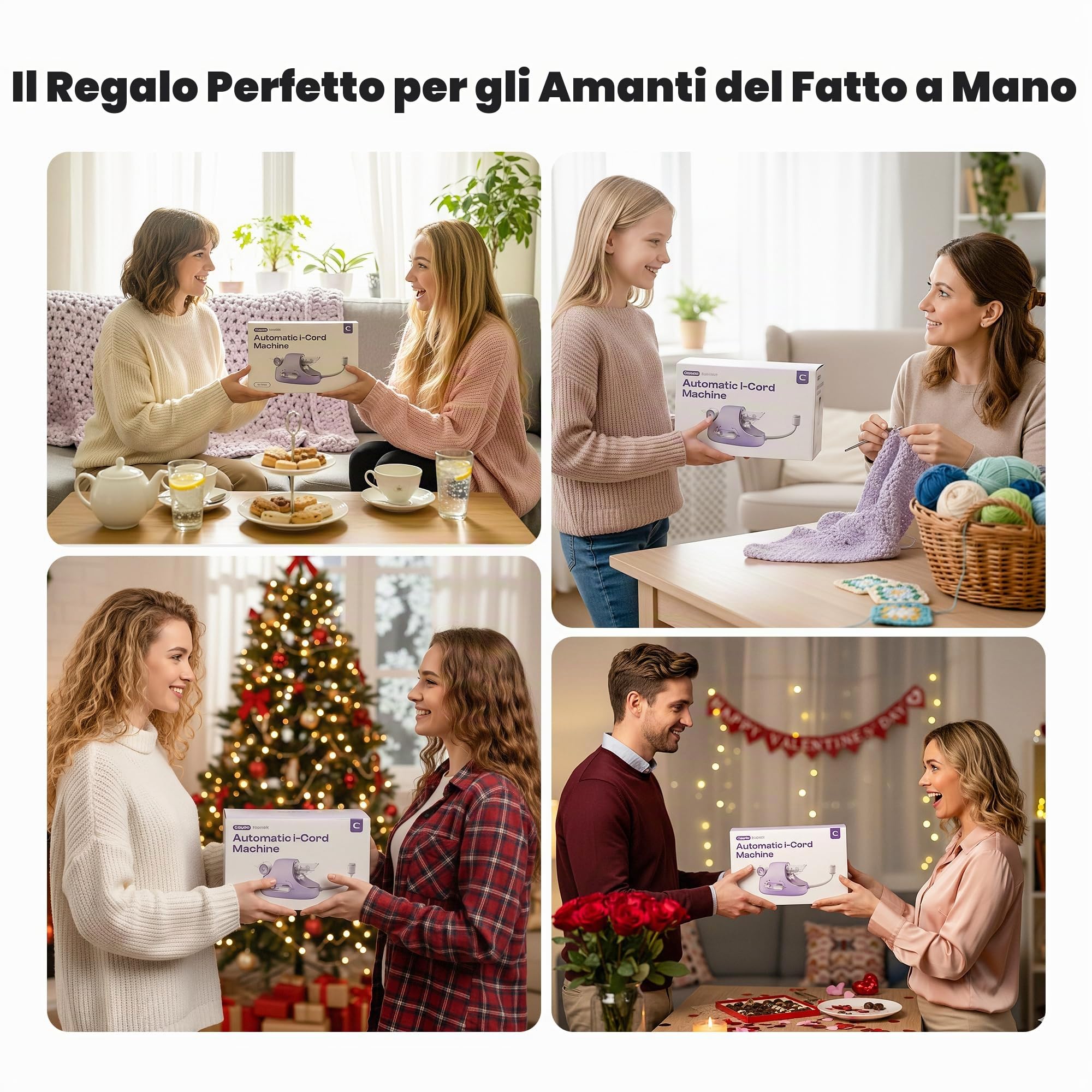 Caydo Macinino per maglieria, macchina per maglieria elettrica Pro, molto efficiente, produzione automatica di tubi per maglieria, filo decorativo a velocità regolabile (brevettato)