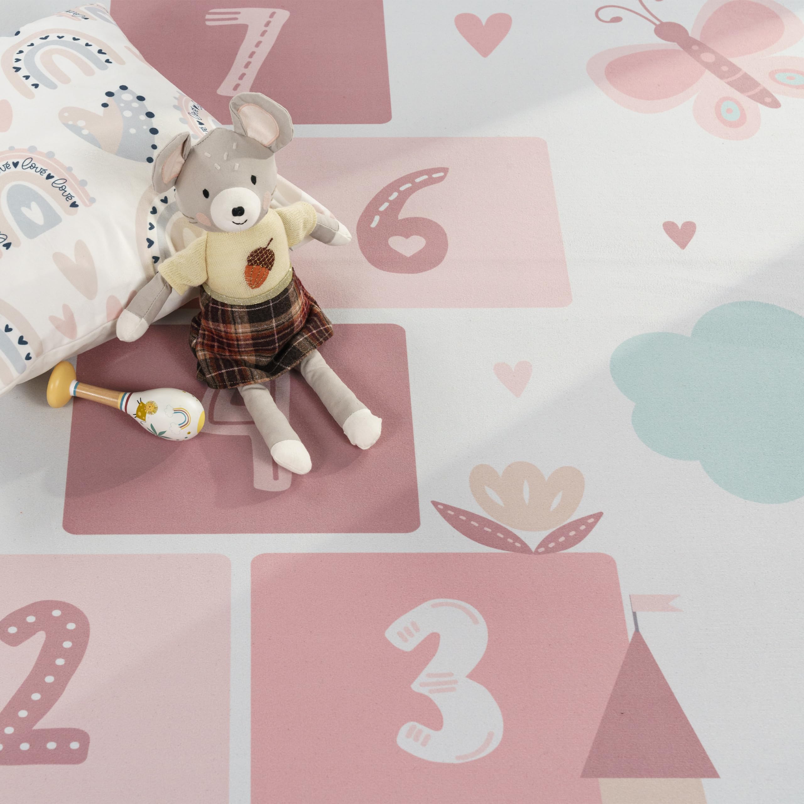 Paco Home Alfombra Habitación Infantil De Juego Bebe Antideslizante Corazón Lavable En Lavadora Crema, tamaño:160x220 cm