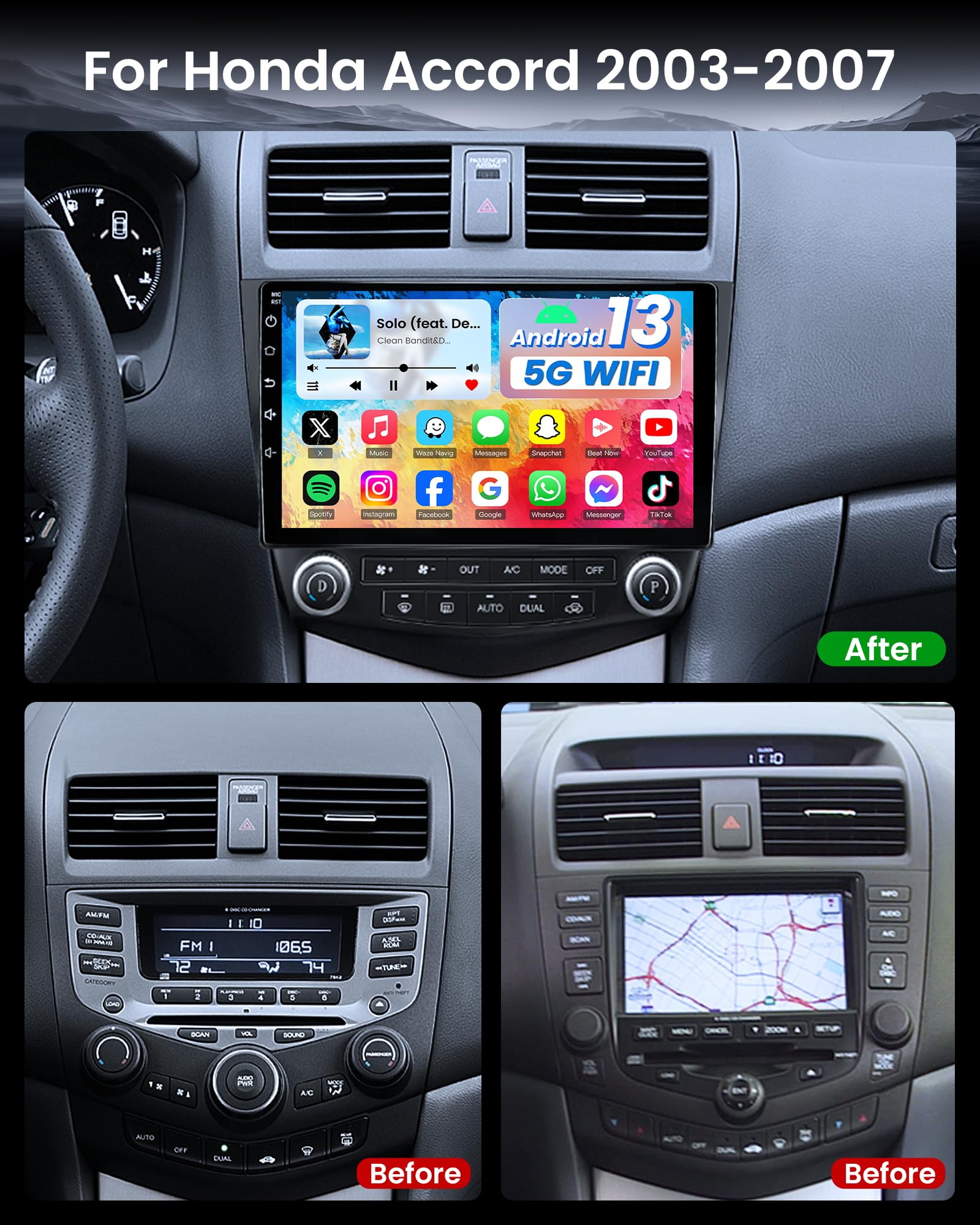HONDA アコード アンドロイドナビ 4G32G Amazon.com: [8Core 4+32GB] Android 13 Car Radio for Honda
